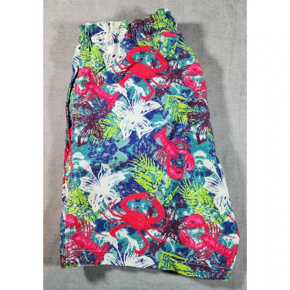 OndadeMar Men's Medium Swim Trunks Crab Lobster Print Beach Resort Swimwear